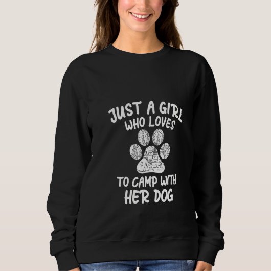 女性犬おもしろいTシャツ用キャンピングシャツ スウェットシャツ (正面)