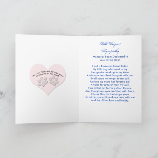 女性犬の悔やみや弔慰カード-天国への階段 シーズンカード (内部)