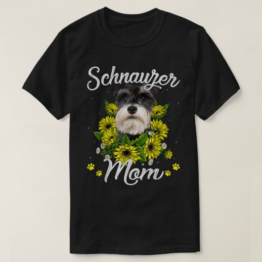 女性犬の母の日にひまわりのシュナウス Tシャツ (デザイン正面)