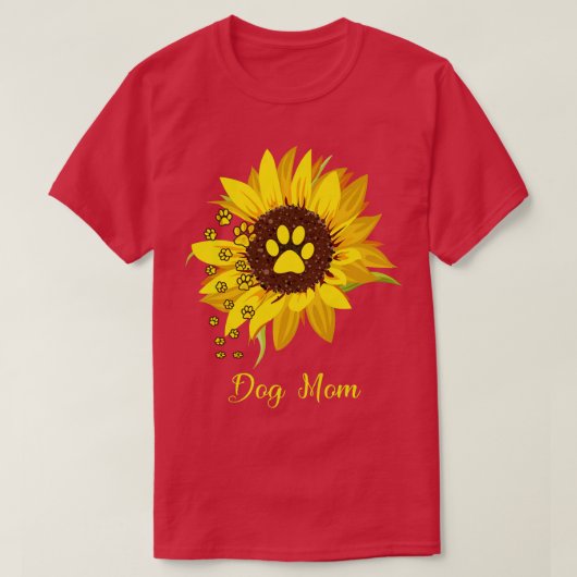 女性犬ママひまわりギフト愛する犬と花 Tシャツ (デザイン正面)