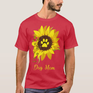 女性犬ママひまわりギフト愛する犬と花 Tシャツ