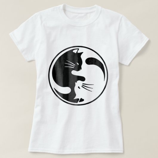 女性猫陰陽シャツキャットシャツキャット Tシャツ (デザイン正面)