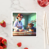 女性獣医誕生日 スタンダードカクテルナプキン (インサイチュ)