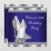 女性王室のズブルー50th誕生日パーティー 招待状 (正面/裏面)