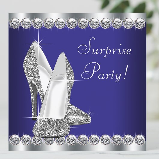 女性王室のブルーサプライズ誕生日パーティー 招待状