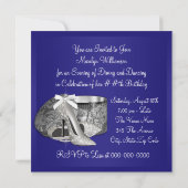女性王室のブルーシルバーバースデーパーティー招待 招待状 (裏面)
