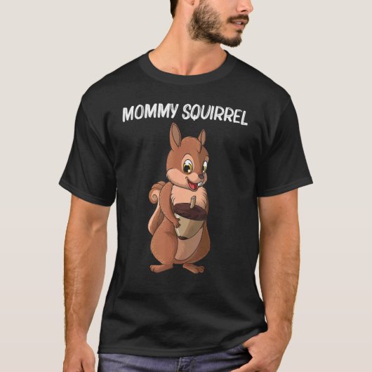 女性用かわいいリス母リス森アニメーション Tシャツ (正面)