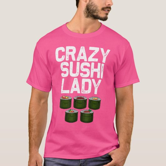 女性用すしデザインお母さん日本の食べ物食べ巻き Tシャツ (正面)
