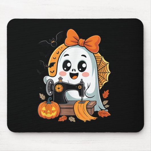 女性用のかわいいキルトのハロウィン幽霊の縫製コスチューム マウスパッド (正面)
