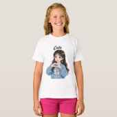 女性用のかわいいTシャツ Tシャツ (正面フル)