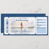 女性用のサプライズ・パドルボーディング・ギフト券 招待状 (正面/裏面)