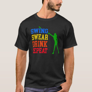 女性用のディスクゴルフスウィング服飲料リピーター Tシャツ