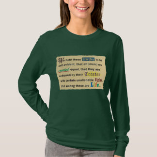 女性用のTシャツに「生命の権利」を宣言しよう Tシャツ
