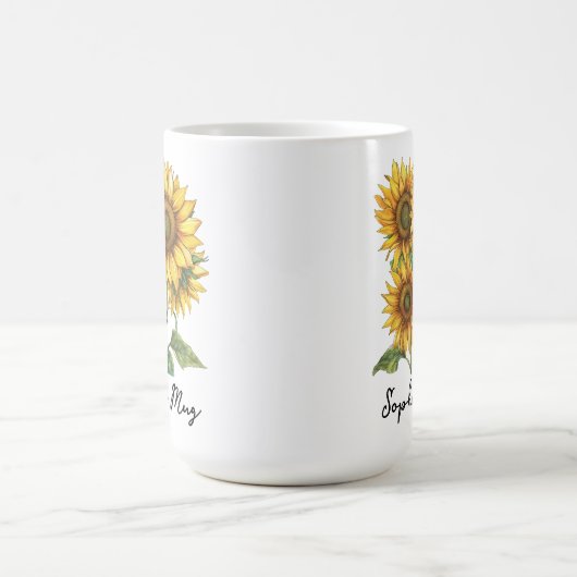 女性用ひまわりマグカスタム、母の日のプレゼント コーヒーマグカップ (中央)