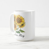 女性用ひまわりマグカスタム、母の日のプレゼント コーヒーマグカップ (正面左)