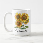 女性用ひまわりマグカスタム、母の日のプレゼント コーヒーマグカップ (左)