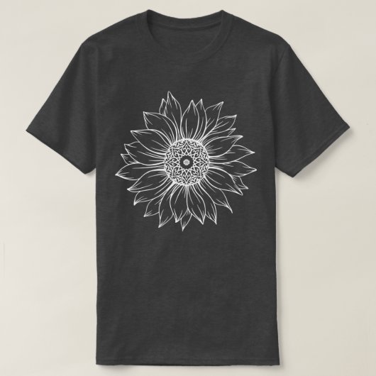 女性用ひまわり花とビクトリアンデザインフィットネスジム Tシャツ (デザイン正面)