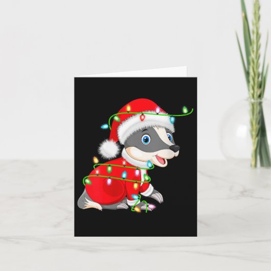 女性用アナグマクリスマス電飾サンタコスチューム かわいい カード (正面)