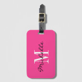 女性用カスタムピンク・モノグラム旅行ラゲッジタグ ラゲッジタグ (正面縦)