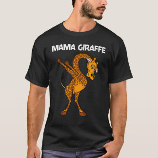 女性用キリン母サファリ野生動物動物1 Tシャツ