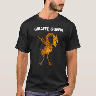 女性用キリン母サファリ野生動物動物 Tシャツ