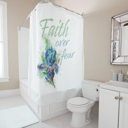 女性用クリスチャン水彩：恐怖に対する信仰 シャワーカーテン (インサイチュ)