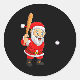 女性用クリスマスサンタクロース野球Xmas面白い ラウンドシール