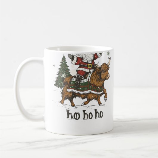 女性用クリスマスツリー点灯サンタハイランドコウ コーヒーマグカップ (左)