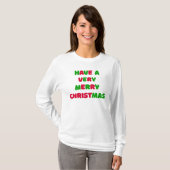 女性用クリスマス長袖Tシャツ Tシャツ (正面フル)