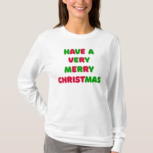 女性用クリスマス長袖Tシャツ Tシャツ (正面)