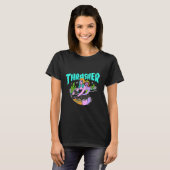 女性用グラフィックブラックTシャツ Tシャツ (正面フル)
