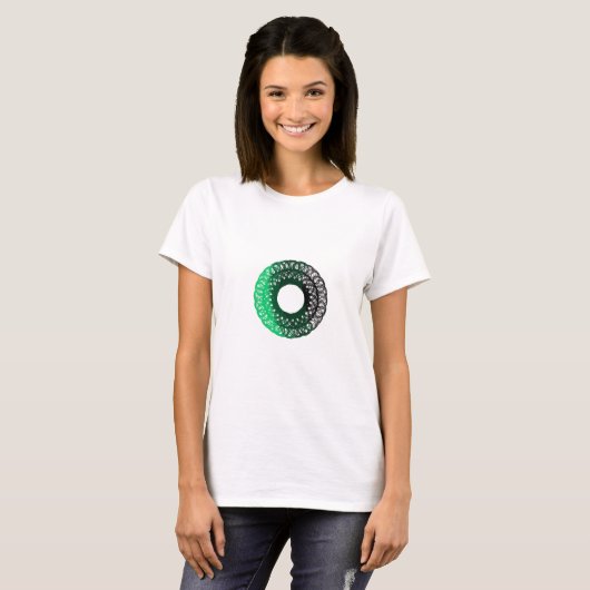 女性用グリーン×ブラックのtorpam tシャツ (正面フル)