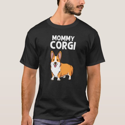 女性用コルギ母ウェルシュコーギー犬動物 Tシャツ (正面)