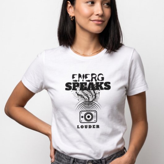 女性用サウンドウェーブスピーカー エネルギーはより大きく語る Tシャツ