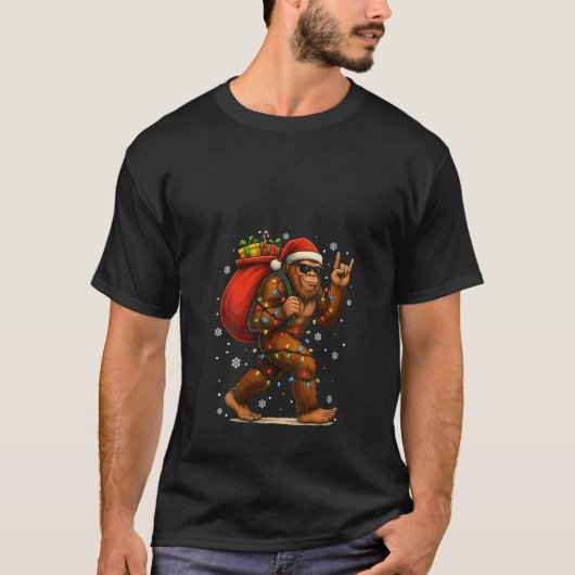 女性用サスクワッチ ビリーブ クリスマス ビッグフット クリス Tシャツ (正面)
