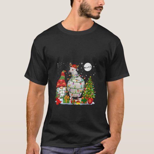 女性用サンタ+トナカイ+鳩+クリスマス+ノーム Tシャツ (正面)
