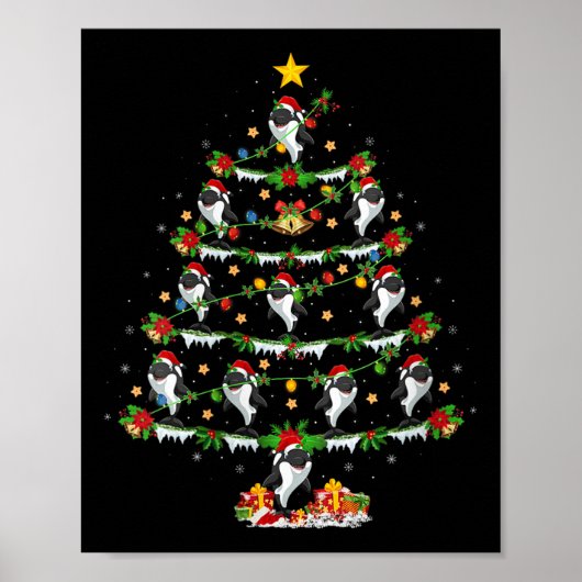 女性用シャチのクリスマスツリーライト 面白い海の動物 ポスター (正面)
