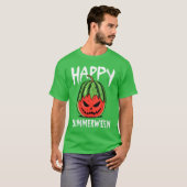 女性用スイカのジャックオーランタンの夏のハロウィン Tシャツ (正面フル)
