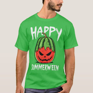 女性用スイカのジャックオーランタンの夏のハロウィン Tシャツ