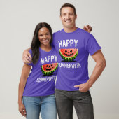 女性用スイカ O ランタン サマー ハロウィン ハッピー Tシャツ (ユニセックス)