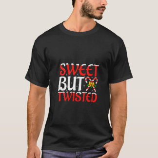 女性用スイートだけどねじれた面白いキャンディケーン クリスマス Tシャツ