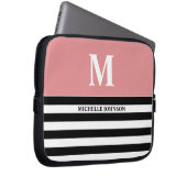 女性用ストライプのピーチブラックノートパソコンケース ラップトップスリーブ (正面右)