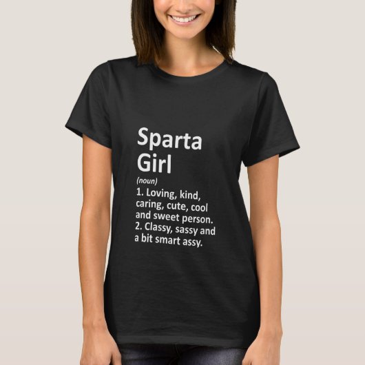 女性用スパルタガールテネシー面白い街のホームTシャツ Tシャツ (正面)