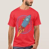 女性用スペースロケット宇宙船コミックミサイルVネック Tシャツ (正面)