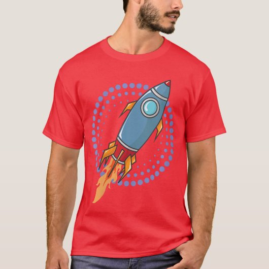 女性用スペースロケット宇宙船コミックミサイルVネック Tシャツ (正面)