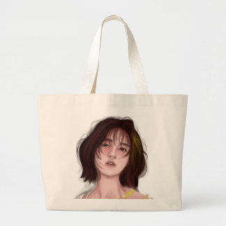 女性用トテバッグかわいいイラストレーション（デイリー） ラージトートバッグ