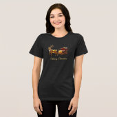 女性用トナカイ クリスマス ソリ ホリデー トライブレンドTシャツ (正面全面)