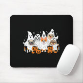 女性用ドッグゴーストハロウィンVネック マウスパッド (マウス)