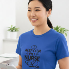 女性用ナースTシャツ「冷静さを保って、私は看護師です」 Tシャツ