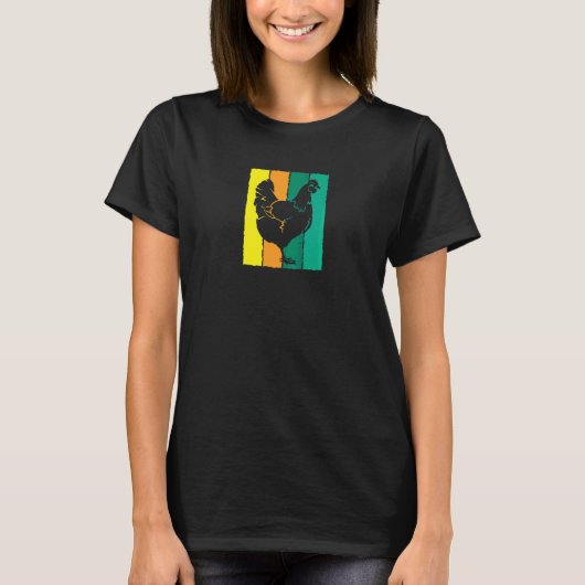 女性用ニワトリ・雄鶏デザイン Tシャツ (正面)